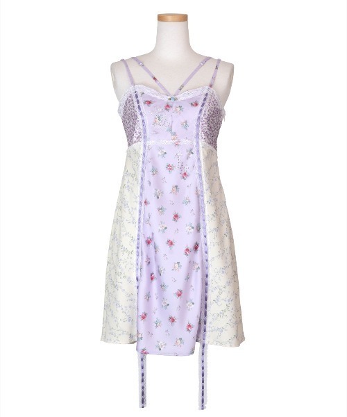 rurumu:（ルルムウ）の「rurumu:/ルルムウ/collage satin camisole dres（ワンピース・レディース・ブラック/ネイビー/ラベンダー/ブラウン/アイボリー・M/S）」の5枚目の写真