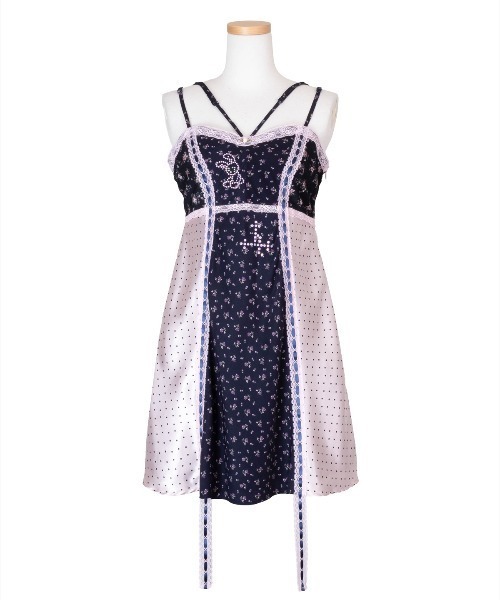 rurumu:（ルルムウ）の「rurumu:/ルルムウ/collage satin camisole dres（ワンピース・レディース・ブラック/ネイビー/ラベンダー/ブラウン/アイボリー・M/S）」の4枚目の写真