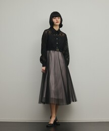 【極美品♡2023】グレースコンチネンタル プリーツドッキングワンピース　黒 プリーツドッキングワンピース （ミニ丈・ひざ丈ワンピース）｜GRACE