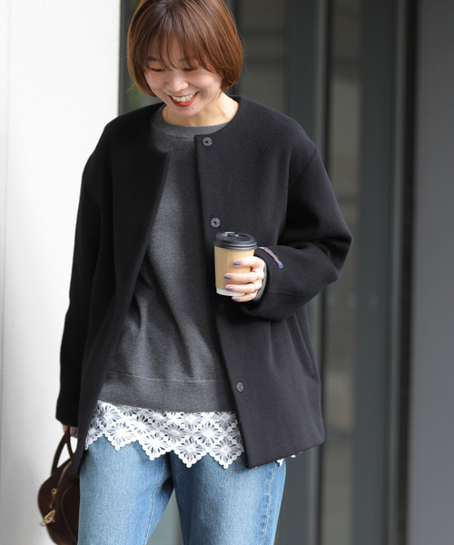 セール】《追加3》スーパーファインビーバークルーネックコート（ノー