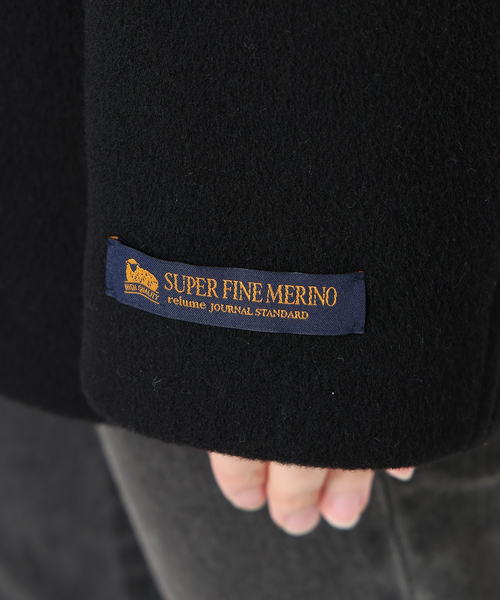 JOURNAL STANDARD relume（ジャーナルスタンダード　レリューム）の「《追加3》スーパーファインビーバークルーネックコート（ノーカラーコート・レディース・ベージュ/ブラック/ブラック系その他・36/38）」の8枚目の写真