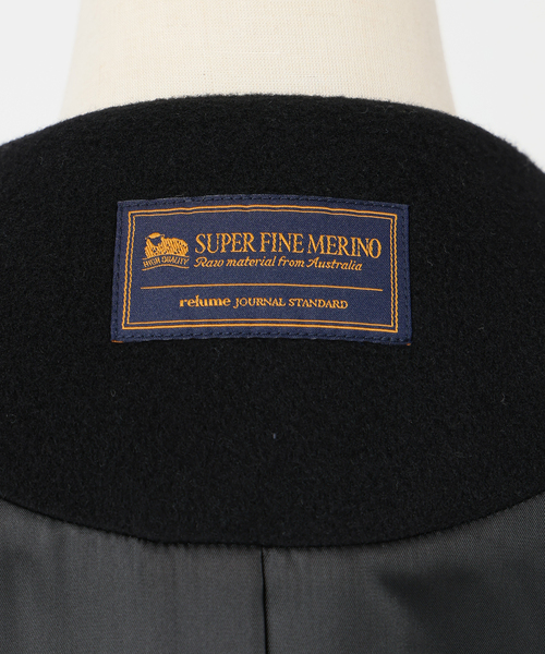 JOURNAL STANDARD relume（ジャーナルスタンダード　レリューム）の「《追加3》スーパーファインビーバークルーネックコート（ノーカラーコート・レディース・ベージュ/ブラック/ブラック系その他・36/38）」の9枚目の写真