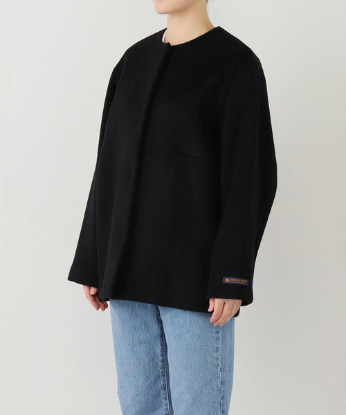 JOURNAL STANDARD relume（ジャーナルスタンダード　レリューム）の「《追加3》スーパーファインビーバークルーネックコート（ノーカラーコート・レディース・ベージュ/ブラック/ブラック系その他・36/38）」の11枚目の写真