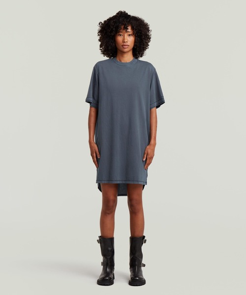 G-STAR（ジースター）の「Woven Mix Washed Jersey Dress/異素材ミックスウォッシュ加工ジャージーワンピース（ワンピース・レディース・ブルー系その他・MEDIUM/SMALL/X-SMALL）」の7枚目の写真