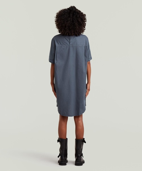 G-STAR（ジースター）の「Woven Mix Washed Jersey Dress/異素材ミックスウォッシュ加工ジャージーワンピース（ワンピース・レディース・ブルー系その他・MEDIUM/SMALL/X-SMALL）」の6枚目の写真