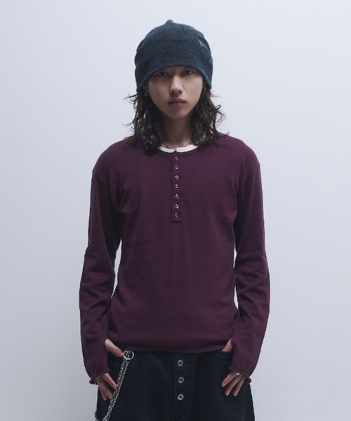 takumu（MUU STUDIO） - Ensemble high gauge Henley neck knit