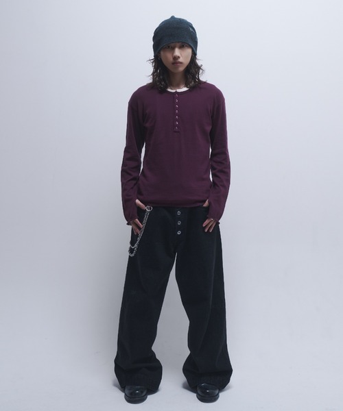 INTER FACTORY（インターファクトリー）の「takumu（MUU STUDIO） - Ensemble high gauge Henley neck knit / アンサンブルハイゲージヘンリーネックニット（ニット/セーター・メンズ・ネイビー/パープル/ブラック・3/2）」の12枚目の写真