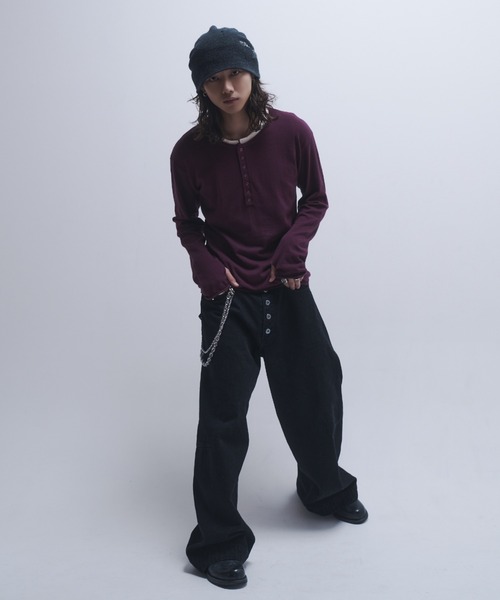 INTER FACTORY（インターファクトリー）の「takumu（MUU STUDIO） - Ensemble high gauge Henley neck knit / アンサンブルハイゲージヘンリーネックニット（ニット/セーター・メンズ・ネイビー/パープル/ブラック・3/2）」の13枚目の写真