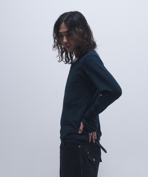 INTER FACTORY（インターファクトリー）の「takumu（MUU STUDIO） - Ensemble high gauge Henley neck knit / アンサンブルハイゲージヘンリーネックニット（ニット/セーター・メンズ・ネイビー/パープル/ブラック・3/2）」の20枚目の写真