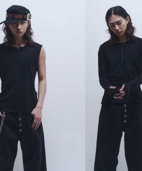INTER FACTORY（インターファクトリー）の「takumu（MUU STUDIO） - Ensemble high gauge Henley neck knit / アンサンブルハイゲージヘンリーネックニット（ニット/セーター・メンズ・ネイビー/パープル/ブラック・3/2）」の7枚目の写真
