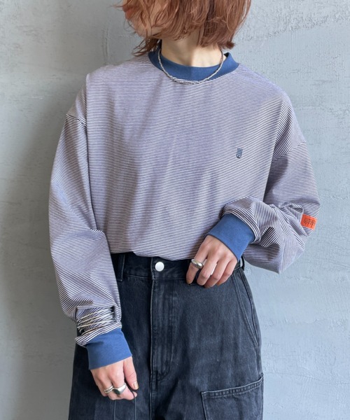 UNIVERSAL OVERALL（ユニバーサルオーバーオール）の「[UNIVERSAL OVERALL/ユニバーサルオーバーオール] 別注 ワンポイントロゴ刺繍 ロングスリーブTシャツ（Tシャツ/カットソー・レディース・オートミール/ホワイト/ブラック/ブルーグレー/ネイビー/ダークグレー/ブラウン・S/M/L）」の5枚目の写真