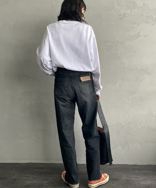 UNIVERSAL OVERALL（ユニバーサルオーバーオール）の「[UNIVERSAL OVERALL/ユニバーサルオーバーオール] 別注 ワンポイントロゴ刺繍 ロングスリーブTシャツ（Tシャツ/カットソー・レディース・オートミール/ホワイト/ブラック/ブルーグレー/ネイビー/ダークグレー/ブラウン・S/M/L）」の21枚目の写真