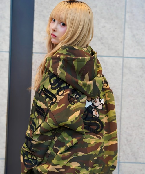 GALFY（ガルフィー）の「GA×GALFY-安心の背中ロゴのジップパーカー（パーカー・メンズ・カモフラージュ/ホワイト/ブラック・L/XL）」の3枚目の写真