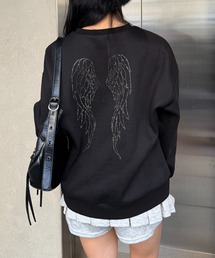 lilful | 羽モチーフ ラインストーン バックデザイン 裏起毛スウェット(スウェット)