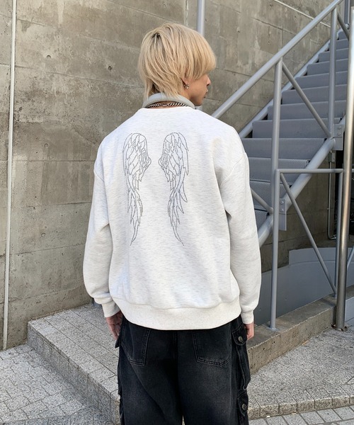 lilful（リルフル）の「羽モチーフ ラインストーン バックデザイン 裏起毛スウェット（スウェット・レディース・オートミール/ブラック/グレー・F）」の20枚目の写真