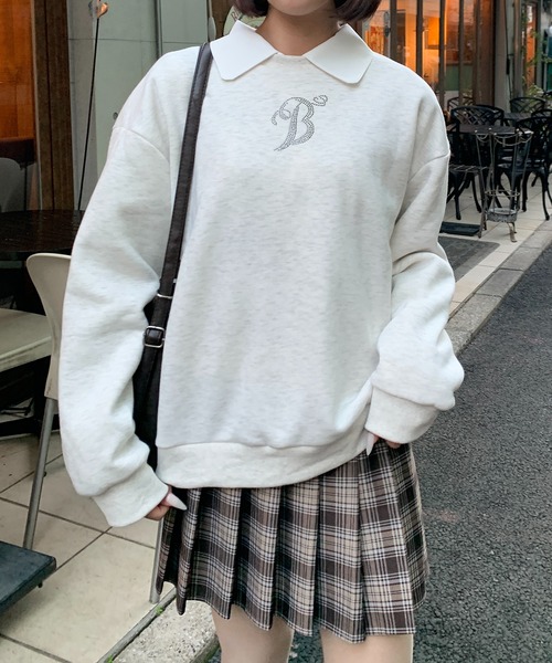 lilful（リルフル）の「羽モチーフ ラインストーン バックデザイン 裏起毛スウェット（スウェット・レディース・オートミール/ブラック/グレー・F）」の22枚目の写真