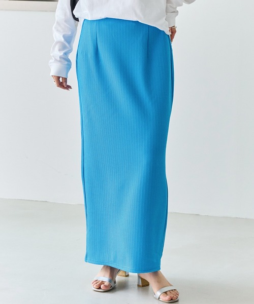 LAVEANGE（ラビアンジェ）の「リブポンチナロースカート（スカート・レディース・ブラック/ブラウン/ブルー・5L/4L/3L/LL/M）」の3枚目の写真