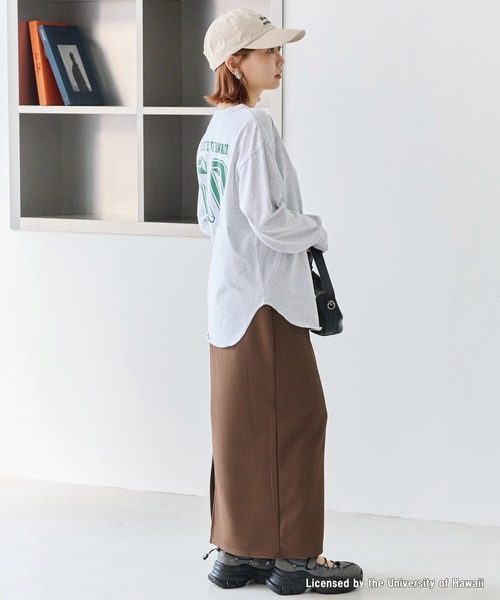 LAVEANGE（ラビアンジェ）の「リブポンチナロースカート（スカート・レディース・ブラック/ブラウン/ブルー・5L/4L/3L/LL/M）」の4枚目の写真