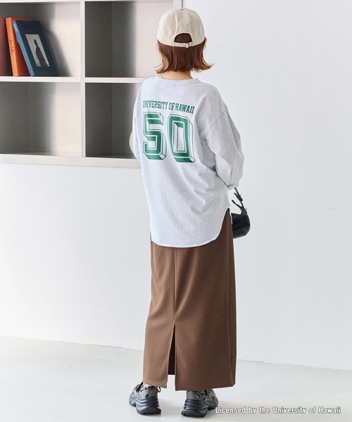 LAVEANGE（ラビアンジェ）の「リブポンチナロースカート（スカート・レディース・ブラック/ブラウン/ブルー・5L/4L/3L/LL/M）」の5枚目の写真