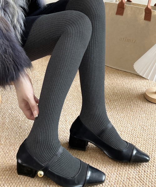 IRADOWL（アイラドール）の「リブタイツ（タイツ/ストッキング・レディース・ブラック/グレー/ダークグレー/ブラウン/ダークブラウン/ライトグレー・FREE）」の3枚目の写真