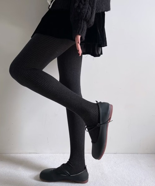 IRADOWL（アイラドール）の「リブタイツ（タイツ/ストッキング・レディース・ブラック/グレー/ダークグレー/ブラウン/ダークブラウン/ライトグレー・FREE）」の13枚目の写真