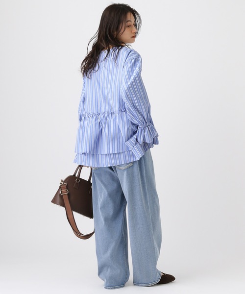 Elura（エルーラ）の「アイロンいらずペプラムブラウス/634735（シャツ/ブラウス・レディース・ダークブラウン/ライトブルー/オフホワイト・FREE）」の13枚目の写真