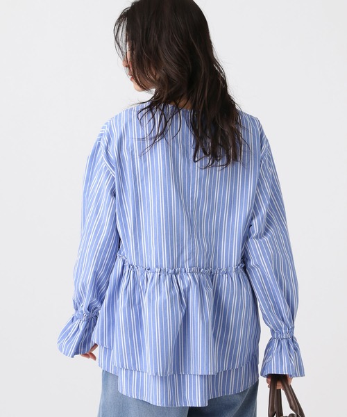 Elura（エルーラ）の「アイロンいらずペプラムブラウス/634735（シャツ/ブラウス・レディース・ダークブラウン/ライトブルー/オフホワイト・FREE）」の11枚目の写真