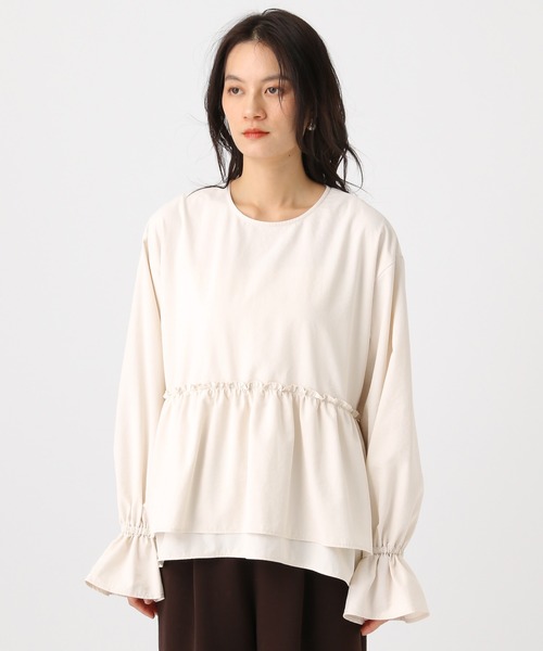 Elura（エルーラ）の「アイロンいらずペプラムブラウス/634735（シャツ/ブラウス・レディース・ダークブラウン/ライトブルー/オフホワイト・FREE）」の14枚目の写真