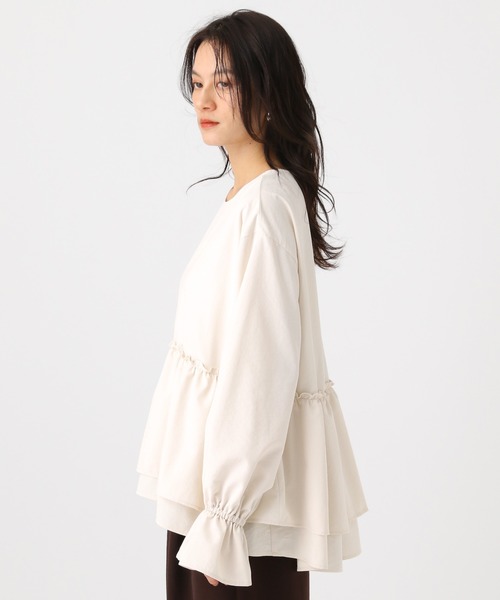 Elura（エルーラ）の「アイロンいらずペプラムブラウス/634735（シャツ/ブラウス・レディース・ダークブラウン/ライトブルー/オフホワイト・FREE）」の15枚目の写真