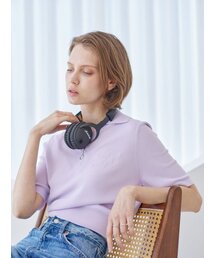 ハーフジップクロップポロ