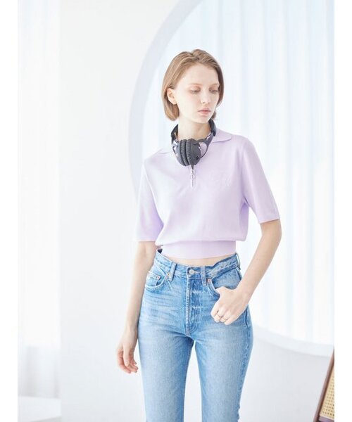 AYIHOLIC CASHMERE（アイホリックカシミア）の「ハーフジップクロップポロ（ニット/セーター・レディース・その他・FREE）」の2枚目の写真