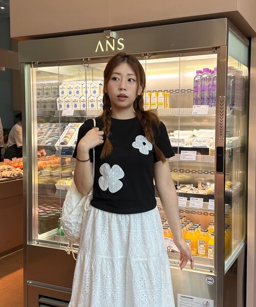 RuNaKi'Hu'(ルナキフ)の「WXT043綿菓子レースアップリケ半袖Tシャツ(BLACK)(Tシャツ/カットソー・レディース・その他・1/2)」の6枚目の写真