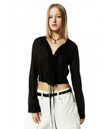 RUFFLE CARDIGAN BLOUSE