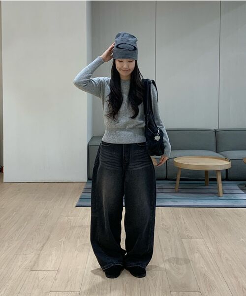 HALFNINE（ハーフナイン）の「イージーマッチワイドデニムパンツジーンズG12BRD_HXV11308[ブラックデニム]（デニムパンツ・メンズ・その他・S/M/L）」の2枚目の写真
