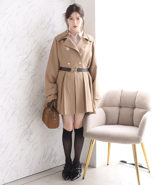 one after another NICE CLAUP(ワンアフターアナザーナイスクラップ)の「【S/Mサイズ展開】ベルト付きトレンチコート(トレンチコート・レディース・ベージュ/杢グレー/アイボリー・SMALL/MEDIUM)」の13枚目の写真