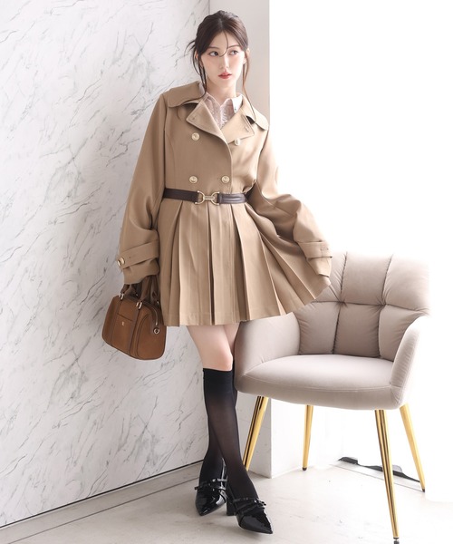 one after another NICE CLAUP(ワンアフターアナザーナイスクラップ)の「【S/Mサイズ展開】ベルト付きトレンチコート(トレンチコート・レディース・ベージュ/杢グレー/アイボリー・SMALL/MEDIUM)」の14枚目の写真