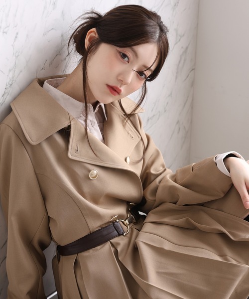one after another NICE CLAUP(ワンアフターアナザーナイスクラップ)の「【S/Mサイズ展開】ベルト付きトレンチコート(トレンチコート・レディース・ベージュ/杢グレー/アイボリー・SMALL/MEDIUM)」の18枚目の写真