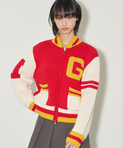 ILLIGO(イリゴ)の「IG バーシティニットジップアップ レッド(ニット/セーター・レディース・その他・M)」の4枚目の写真