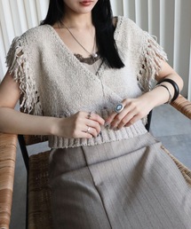 YENNA | 【 2026 SS 新作 】テープヤーンフリンジカシュクールニットベスト(ベスト)