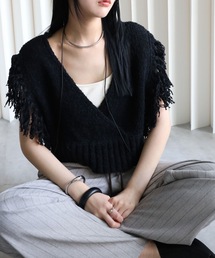 YENNA | 【 2026 SS 新作 】テープヤーンフリンジカシュクールニットベスト(ベスト)