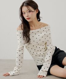 ニット/セーター（ホワイト/白色系・ドット柄）ファッション通販