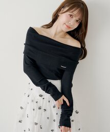 【SALON by Chico】ドットプリントオフショルニット