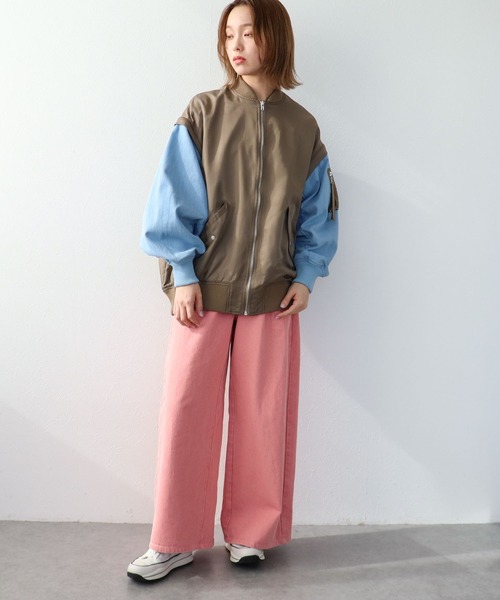 Three Four Time（ｽﾘｰﾌｫｰﾀｲﾑ）の「デニムスリーブ2way MA-１ブルゾン（MA-1・レディース・インディゴブルー/ブルー・FREE）」の19枚目の写真