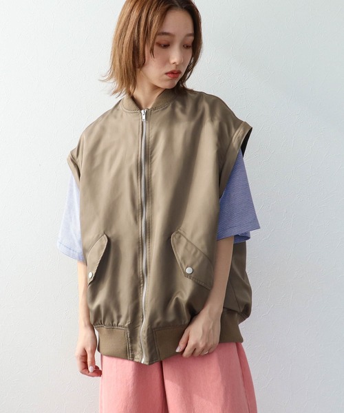 Three Four Time（ｽﾘｰﾌｫｰﾀｲﾑ）の「デニムスリーブ2way MA-１ブルゾン（MA-1・レディース・インディゴブルー/ブルー・FREE）」の18枚目の写真