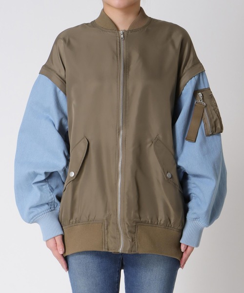 Three Four Time（ｽﾘｰﾌｫｰﾀｲﾑ）の「デニムスリーブ2way MA-１ブルゾン（MA-1・レディース・インディゴブルー/ブルー・FREE）」の13枚目の写真