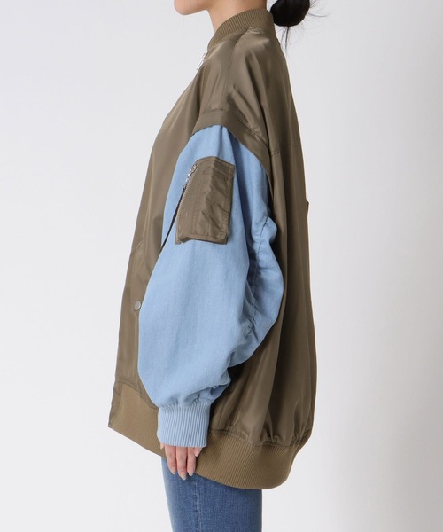 Three Four Time（ｽﾘｰﾌｫｰﾀｲﾑ）の「デニムスリーブ2way MA-１ブルゾン（MA-1・レディース・インディゴブルー/ブルー・FREE）」の12枚目の写真