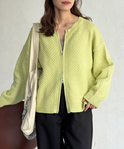 CPCM（シーピーシーエム）の「ポコポコニットクルージップカーディガン（カーディガン/ボレロ・レディース・グリーン系/ピンク/ネイビー/アイボリー・FREE）」の16枚目の写真