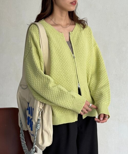 CPCM（シーピーシーエム）の「ポコポコニットクルージップカーディガン（カーディガン/ボレロ・レディース・グリーン系/ピンク/ネイビー/アイボリー・FREE）」の19枚目の写真