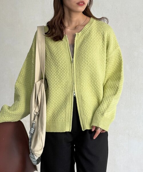 CPCM（シーピーシーエム）の「ポコポコニットクルージップカーディガン（カーディガン/ボレロ・レディース・グリーン系/ピンク/ネイビー/アイボリー・FREE）」の20枚目の写真