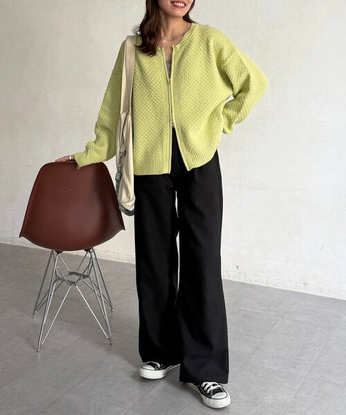 CPCM（シーピーシーエム）の「ポコポコニットクルージップカーディガン（カーディガン/ボレロ・レディース・グリーン系/ピンク/ネイビー/アイボリー・FREE）」の21枚目の写真